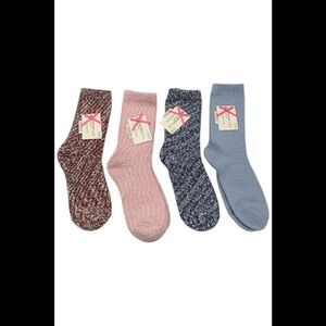 Comfort Code Women's 4-pack Plush Popcorn Lounge Socks Blue/Pink